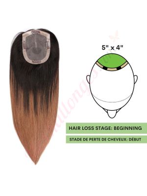 Brun Ombré Volumateur (Topper) Perte De Cheveux Sur La Couronne (Dimensions: 5 pouces x 4 pouces) Cheveux Remy Hair