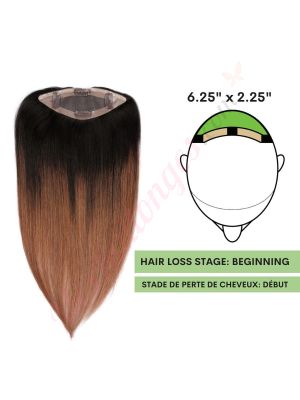 Brun Ombré Volumateur (Topper) Perte De Cheveux Pour La Couronne Complète (Dimensions: 6.5 pouces x 2.25 pouces) Cheveux Remy Hair