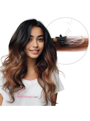 Brun Noisette Ombré Micro-Billes Cheveux Naturels