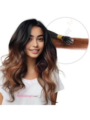 Brun Noisette Ombré Nano-Rings Cheveux Naturels