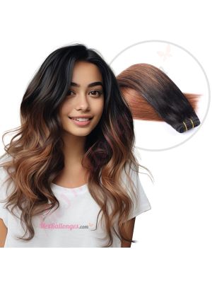 Brun Noisette Ombré Cousues Cheveux Naturels