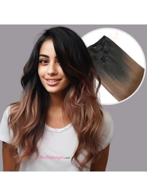 Brun Ombré À Clips Cheveux Synthétiques [VENTE FINALE]