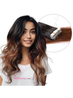 Brun Noisette Ombré Bandes Adhésives Cheveux Naturels