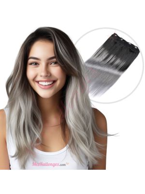 Gris Ombré Fil Invisible Cheveux Naturels