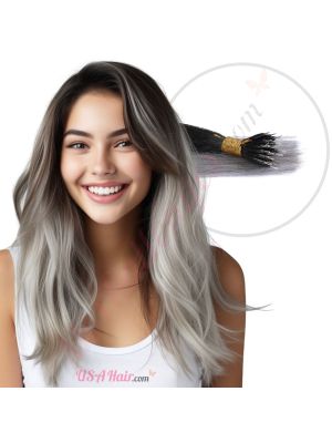 Gris Ombré Nano-Rings Cheveux Naturels