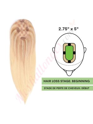 Blond Pâle Ombré Volumateur (Topper) Perte De Cheveux Sur La Séparation De Cheveux (Dimensions: 2.75 pouces x 5 pouces) Cheveux Remy Hair