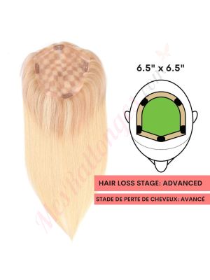 Blond Pâle Ombré Volumateur  (Topper) Perte De Cheveux Couverture Complète  (Dimensions: 6.5 pouces x 6.5 pouces) Cheveux Remy Hair