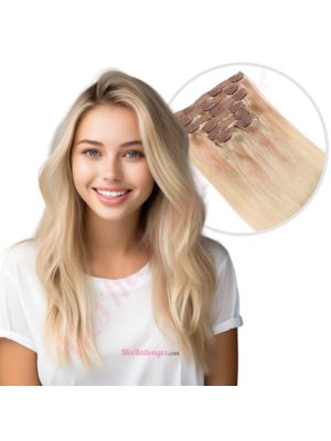 Blond Pâle Ombré À Clips Cheveux Naturels