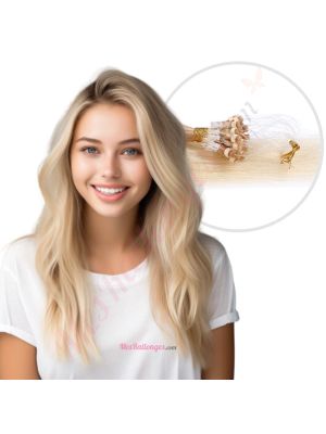 Blond Pâle Ombré Micro-Billes Cheveux Naturels