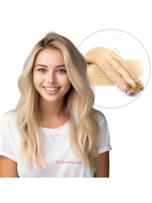 Blond Pâle Ombré Cousues Cheveux Naturels