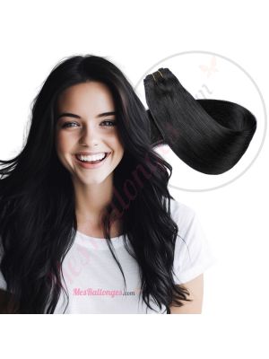 Noir Foncé #1 Cousues Cheveux Naturels