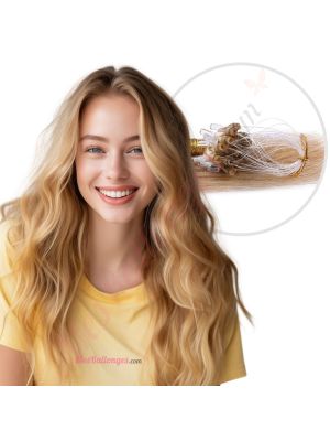 Brun Miel & Blond Cendré #12/24 Micro-Billes Cheveux Naturels