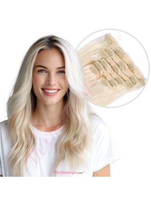 Blond Platinum À Clips Cheveux Naturels