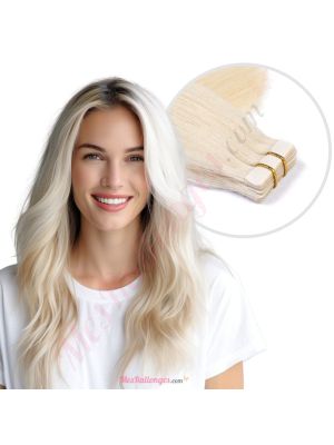 Blond Platinum Bandes Adhésives Cheveux Naturels