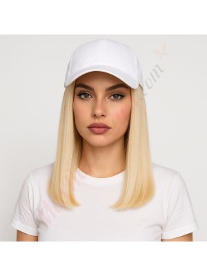 10 pouces Rallonges Cheveux Naturels Remy Blond Platinum Perruque, Casquette Blanche [VENTE FINALE]