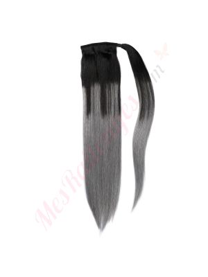Gris Ombré Ponytail Cheveux Naturels
