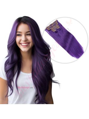 Mauve À Clips Cheveux Naturels