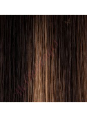 22 pouces Rallonges Bandes Adhésives Cheveux Naturels Remy Ondulés Brun Foncé avec Reflets Chauds #R3 3T5 45g (PRÉCOMMANDE, EXPÉDITION EN 4 À 6 SEMAINES)