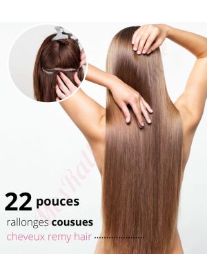 22 Pouces Cousues Cheveux Remy