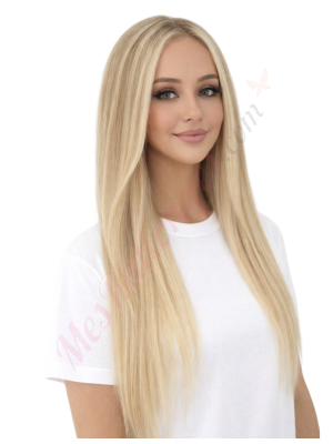 Arden Blond Vanille méché Perruques En Cheveux Naturels Remy # 8/18/60  (PRÉCOMMANDE, EXPÉDITION EN 4 À 6 SEMAINES)