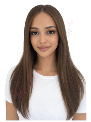 Kaia Brun Chocolat Perruques En Cheveux Naturels Remy # 6# (PRÉCOMMANDE, EXPÉDITION EN 4 À 6 SEMAINES)