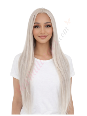 Piper Platine Perlé Glacé Perruques En Cheveux Naturels Remy # Gray (PRÉCOMMANDE, EXPÉDITION EN 4 À 6 SEMAINES)