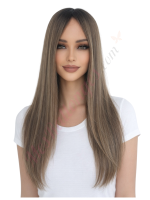 Marigold Brun cendré doux avec reflets subtils Perruques En Cheveux Naturels Remy # t2-10t2-8 (PRÉCOMMANDE, EXPÉDITION EN 4 À 6 SEMAINES)