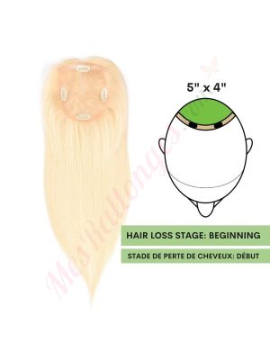 Blond Platine #613  Volumateur (Topper) Perte De Cheveux Sur La Couronne (Dimensions: 5 pouces x 4 pouces) Cheveux Remy Hair
