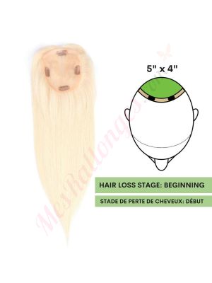 Blond Platinum  Volumateur (Topper) Perte De Cheveux Sur La Couronne (Dimensions: 5 pouces x 4 pouces) Cheveux Remy Hair