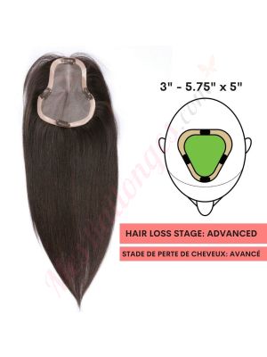 Noir / Brun #1b Volumateur (Topper) Perte De Cheveux Sur La Séparation De Cheveux Large Couverture (Dimensions: 3 pouces - 5.75 pouces x 5 pouces) Cheveux Remy Hair