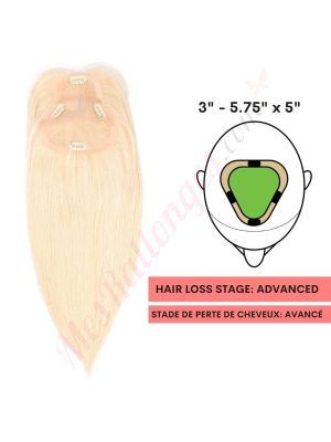 Blond #60 Volumateur (Topper) Perte De Cheveux Sur La Séparation De Cheveux Large Couverture (Dimensions: 3 pouces - 5.75 pouces x 5 pouces) Cheveux Remy Hair