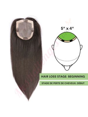 Noir / Brun #1b Volumateur (Topper) Perte De Cheveux Sur La Couronne (Dimensions: 5 pouces x 4 pouces) Cheveux Remy Hair