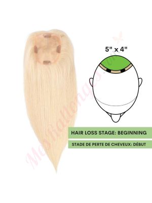 Blond #60 Volumateur (Topper) Perte De Cheveux Sur La Couronne (Dimensions: 5 pouces x 4 pouces) Cheveux Remy Hair