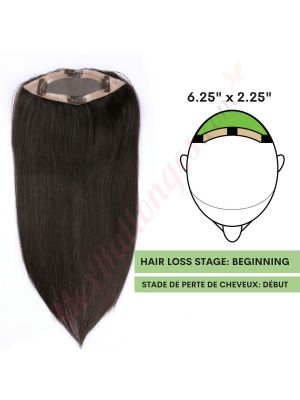 Noir / Brun #1b Volumateur (Topper) Perte De Cheveux Pour La Couronne Complète (Dimensions: 6.5 pouces x 2.25 pouces) Cheveux Remy Hair