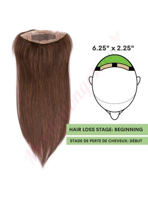 Brun Foncé #2 Volumateur (Topper) Perte De Cheveux Pour La Couronne Complète (Dimensions: 6.5 pouces x 2.25 pouces) Cheveux Remy Hair