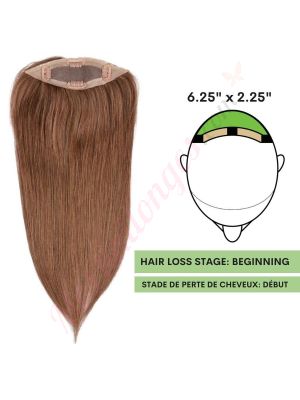 Brun Chocolat #4 Volumateur  (Topper) Perte De Cheveux Pour La Couronne Complète (Dimensions: 6.5 pouces x 2.25 pouces) Cheveux Remy Hair