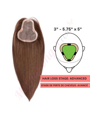 Brun Foncé #2  Volumateur (Topper) Perte De Cheveux Sur La Séparation De Cheveux Large Couverture (Dimensions: 3 pouces - 5.75 pouces x 5 pouces) Cheveux Remy Hair