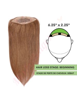 Brun Noisette #6  Volumateur (Topper) Perte De Cheveux Pour La Couronne Complète (Dimensions: 6.5 pouces x 2.25 pouces) Cheveux Remy Hair