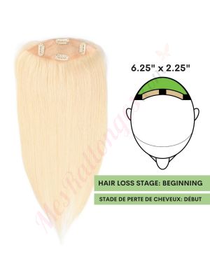 Blond Platine #613   Volumateur (Topper) Perte De Cheveux Pour La Couronne Complète (Dimensions: 6.5 pouces x 2.25 pouces) Cheveux Remy Hair