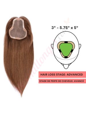 Brun #4  Volumateur (Topper) Perte De Cheveux Sur La Séparation De Cheveux Large Couverture (Dimensions: 3 pouces - 5.75 pouces x 5 pouces) Cheveux Remy Hair