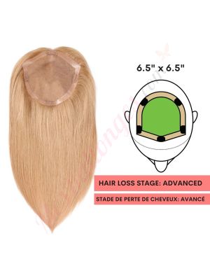 Roux Blond #27  Volumateur (Topper) Perte De Cheveux Couverture Complète  (Dimensions: 6.5 pouces x 6.5 pouces) Cheveux Remy Hair