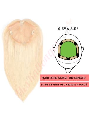 Blond #60 Volumateur (Topper) Perte De Cheveux Couverture Complète  (Dimensions: 6.5 pouces x 6.5 pouces) Cheveux Remy Hair