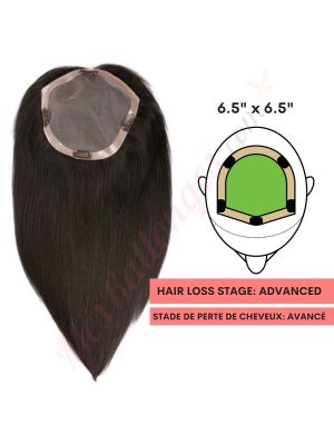 Noir / Brun #1b Volumateur (Topper) Perte De Cheveux Couverture Complète  (Dimensions: 6.5 pouces x 6.5 pouces) Cheveux Remy Hair