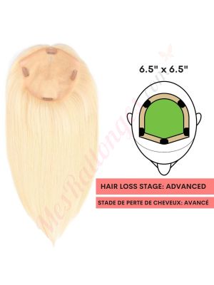 Blond Platine #613  Volumateur (Topper) Perte De Cheveux Couverture Complète  (Dimensions: 6.5 pouces x 6.5 pouces) Cheveux Remy Hair