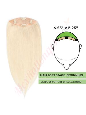 Blond Platinum  Volumateur (Topper) Perte De Cheveux Pour La Couronne Complète (Dimensions: 6.5 pouces x 2.25 pouces) Cheveux Remy Hair