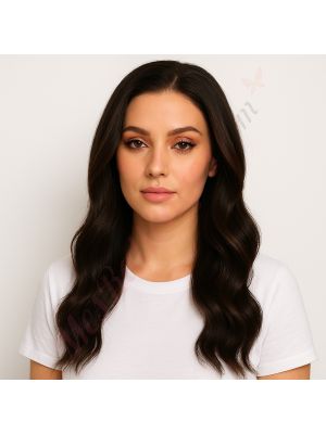 Rose - Perruque Longue 18 Pouces Cheveux Humains Naturels Remy Hair Brunette