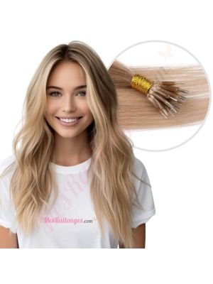 Blond Cendré Nano-Rings Cheveux Naturels