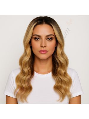 Sarah - Perruque Longue 18 Pouces Cheveux Humains Naturels Remy Hair Blonde Ombrée 