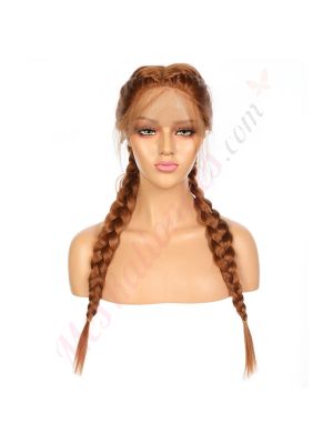 G1904831-v2 - Perruque Tressée Courte Cheveux Synthétique Auburn [VENTE FINALE]