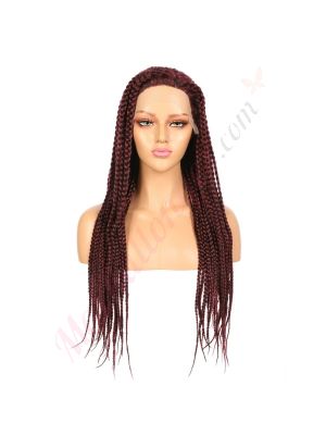 FU1904696-v2 - Perruque Tressée Longue Cheveux Synthétique Bourgogne  [VENTE FINALE]